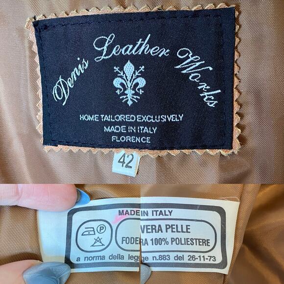 Denis Leather Works Tan Italian Leather Jacket Women’s size 42 / US 6 - Picture 6 of 7